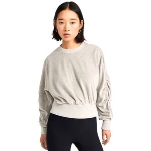 Sweaty Betty Retake Velour Pullover Sweatshirt Grey Marl Sz 8 Travel Loungewear